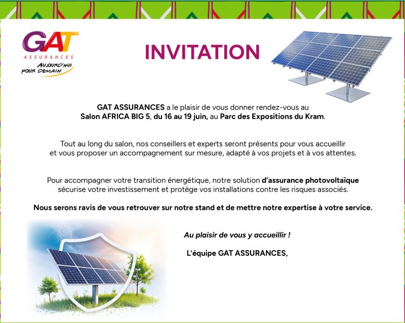 GAT ASSURANCES participe au Salon Green Africa, du 16 au 19 juin au Parc des Expositions du Kram